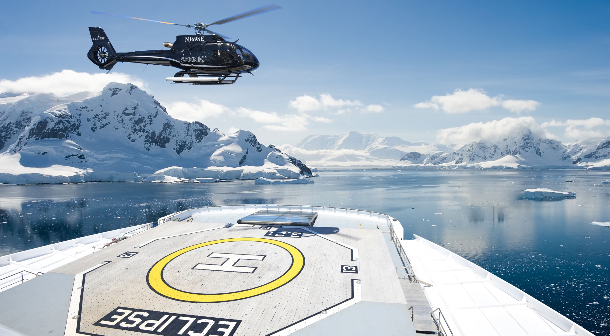 Helicopter landing on Scenic Eclipse