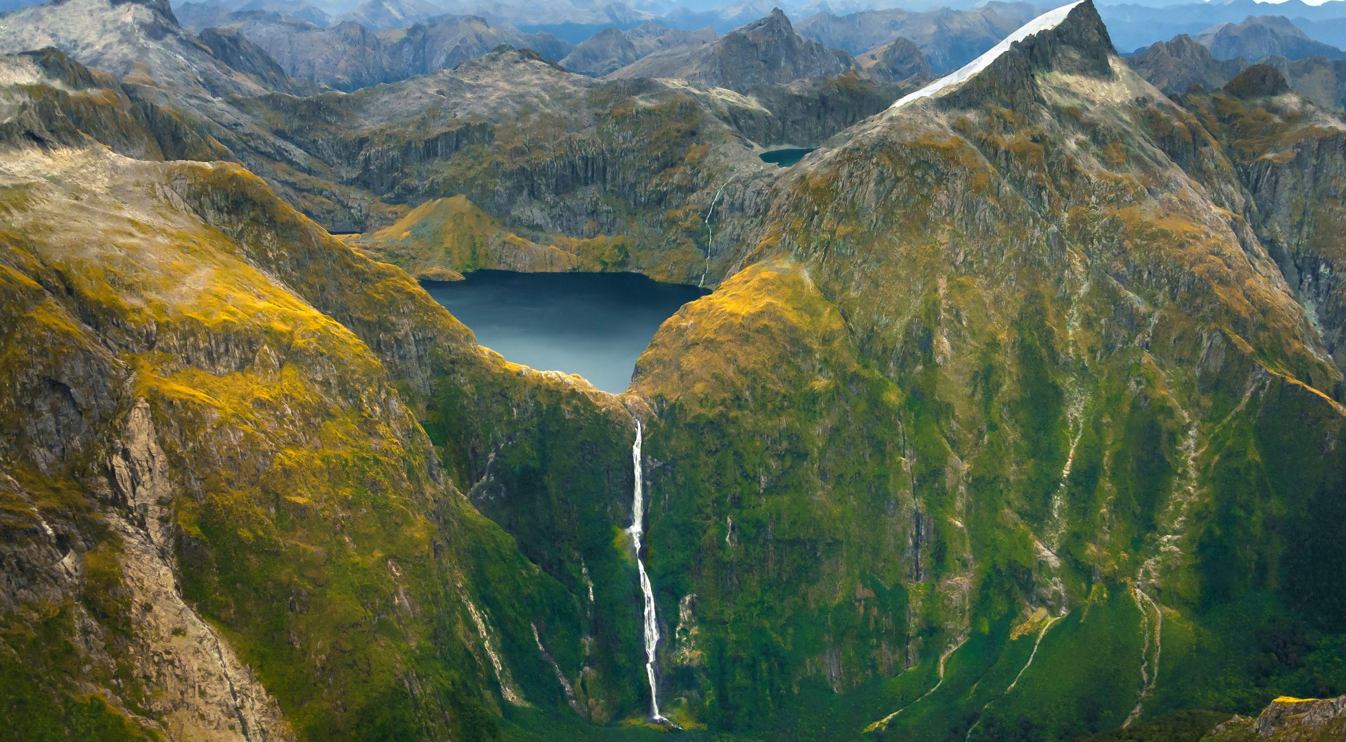waterfall in crater lake
