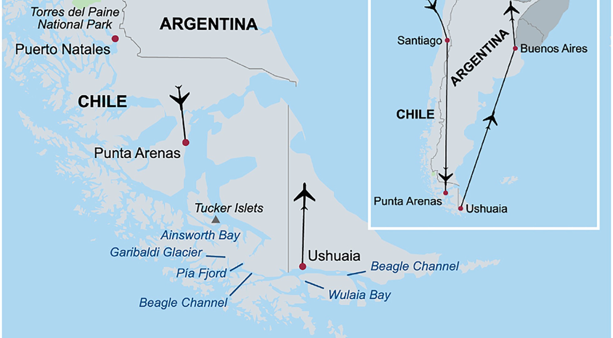 Map Patagonia Chilean Fjords