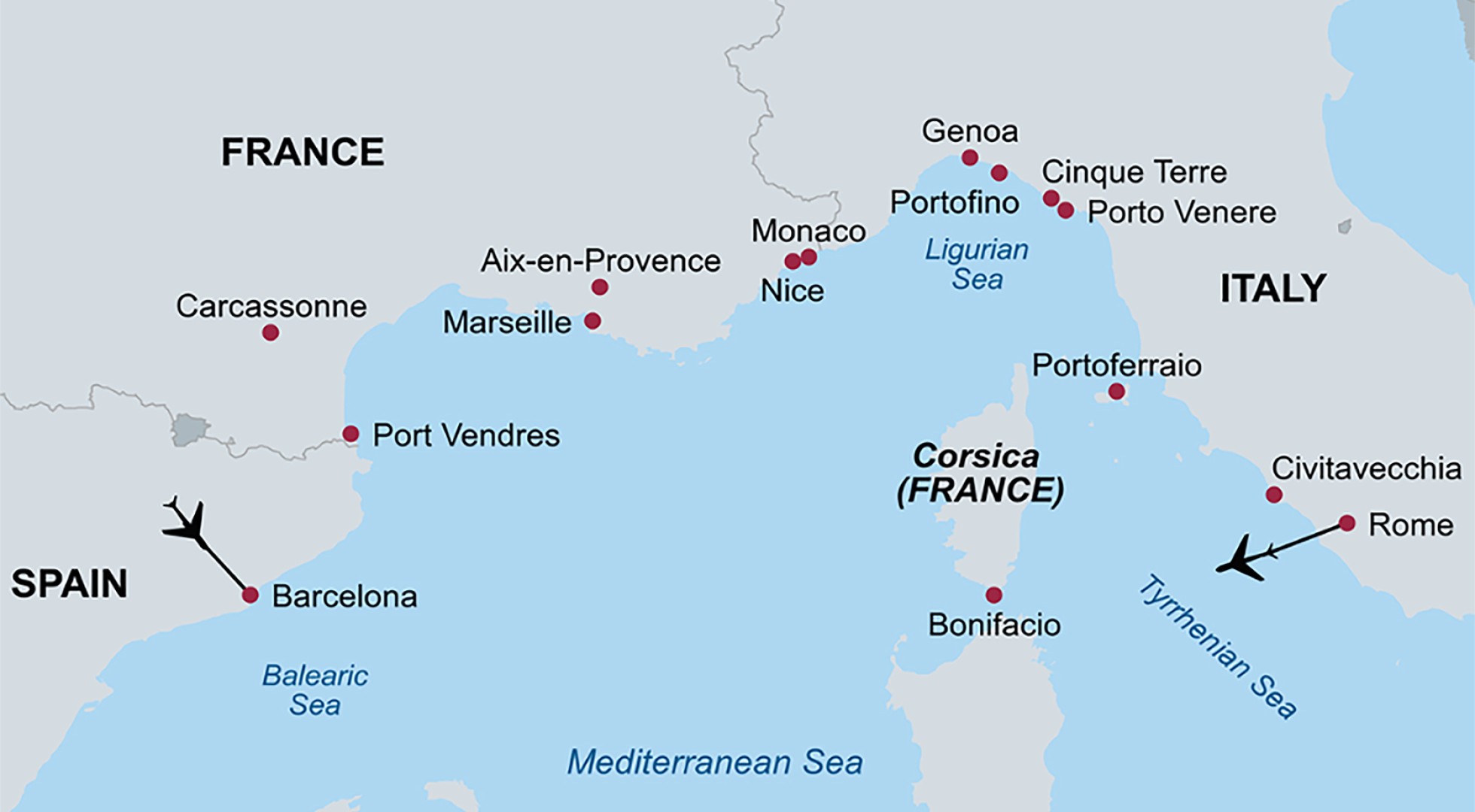 Map Riv of France and Italy