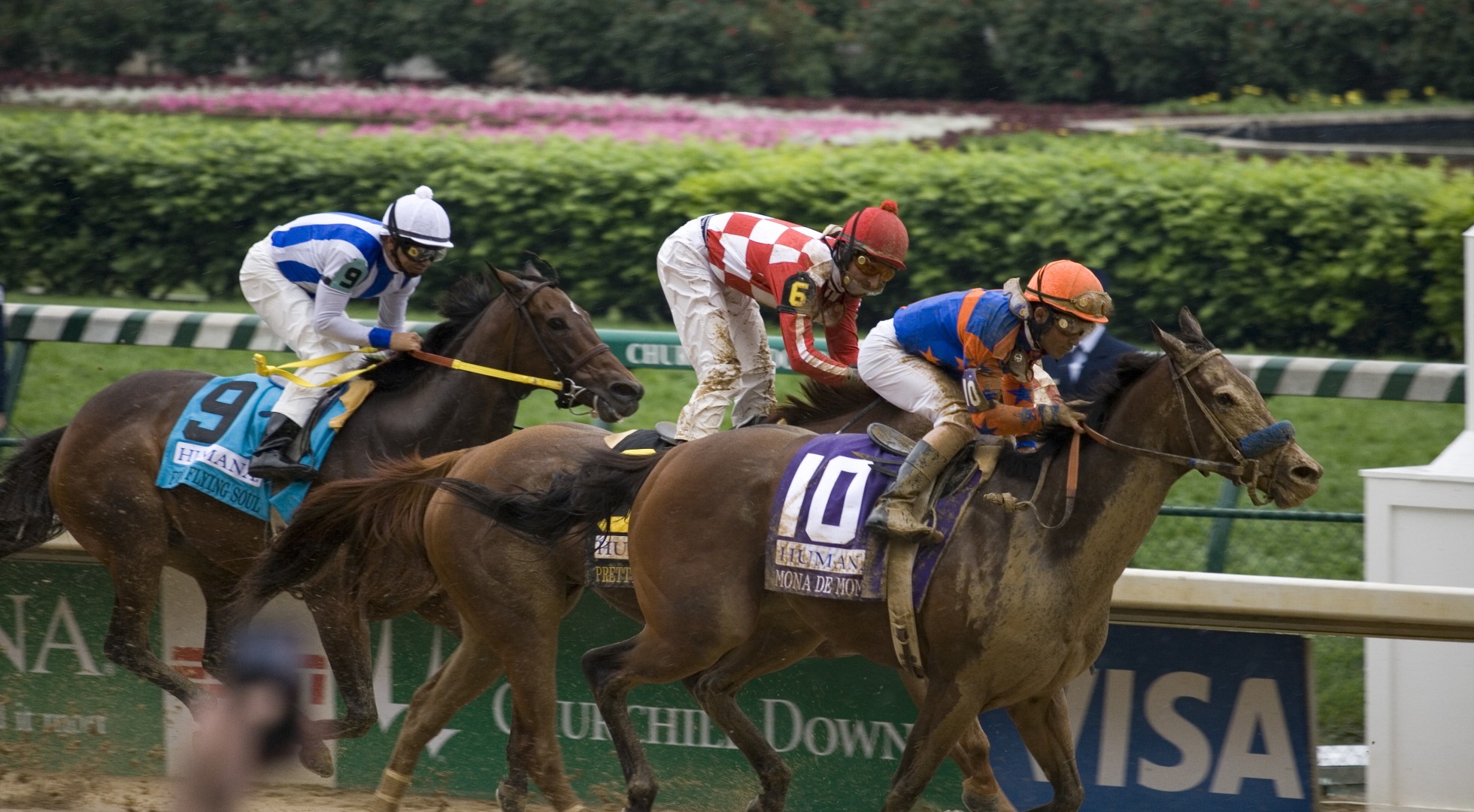 Jockeys racing at the Derby