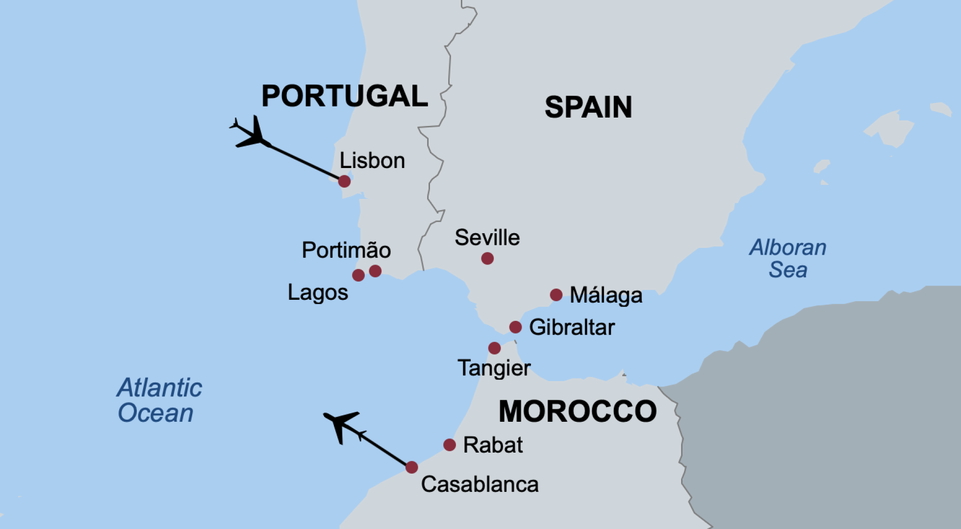 Map Lisbon Casablanca Morocco