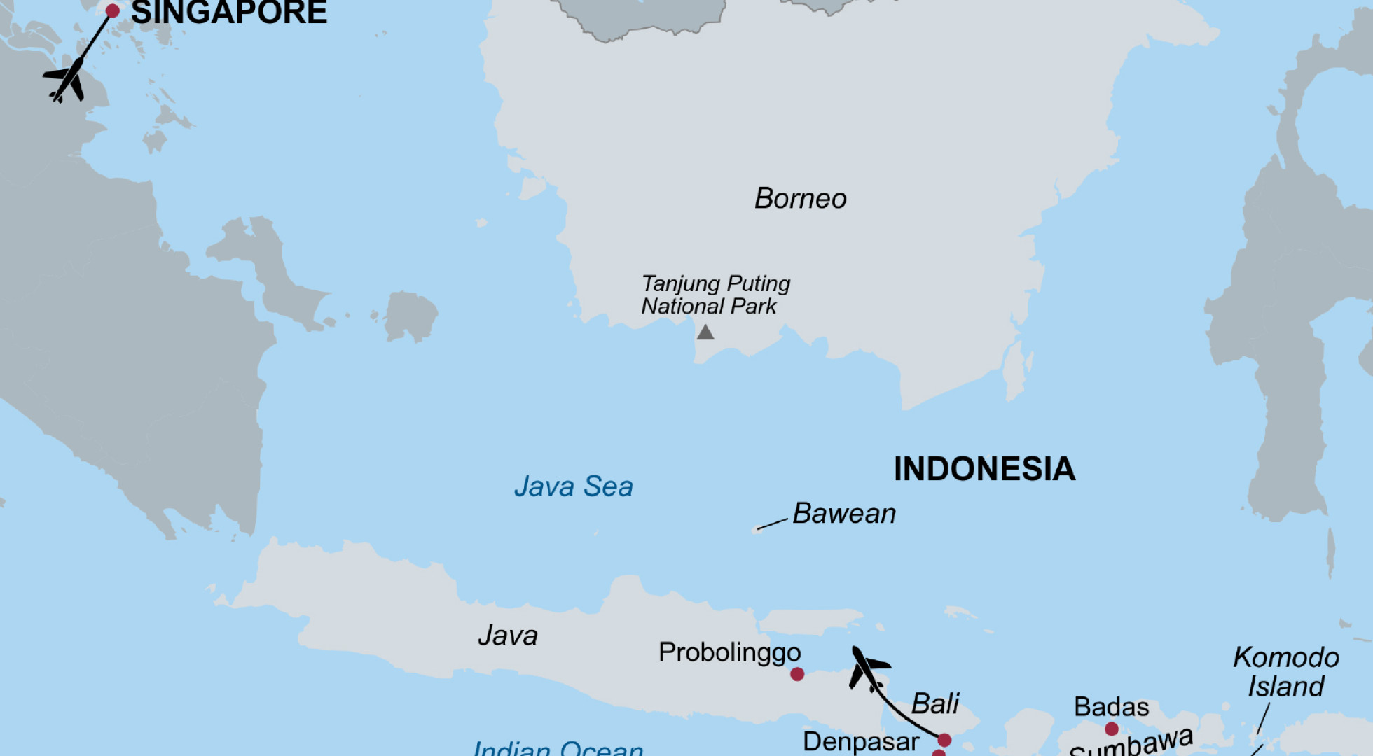 Singapore Bali map