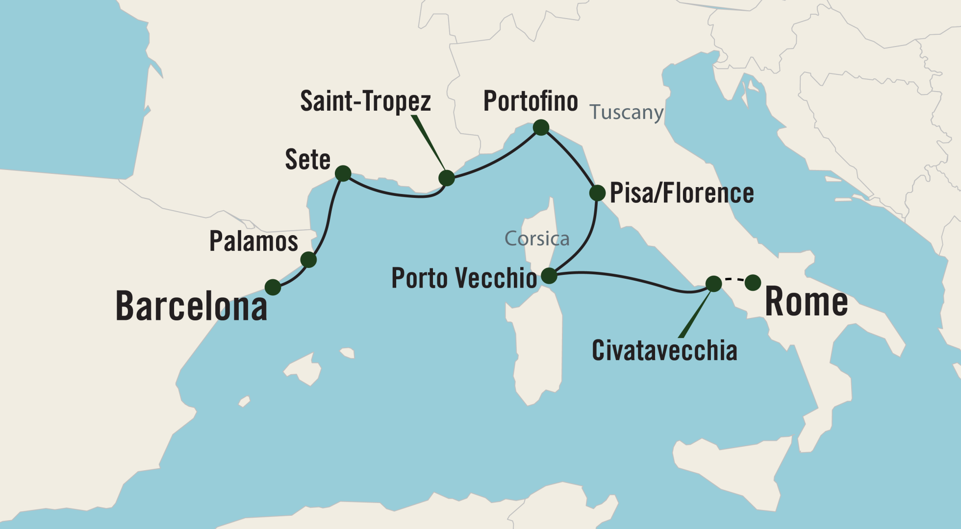 Rivieras of the Mediterranean map