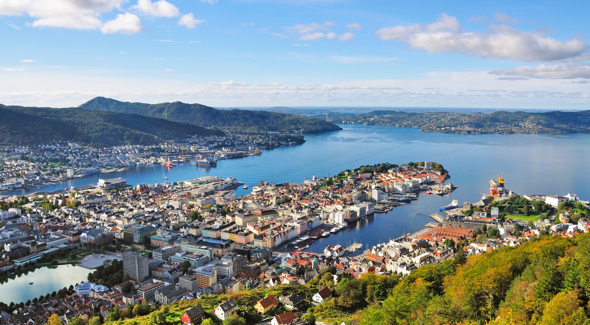View of Bergen city from Mount Floyen