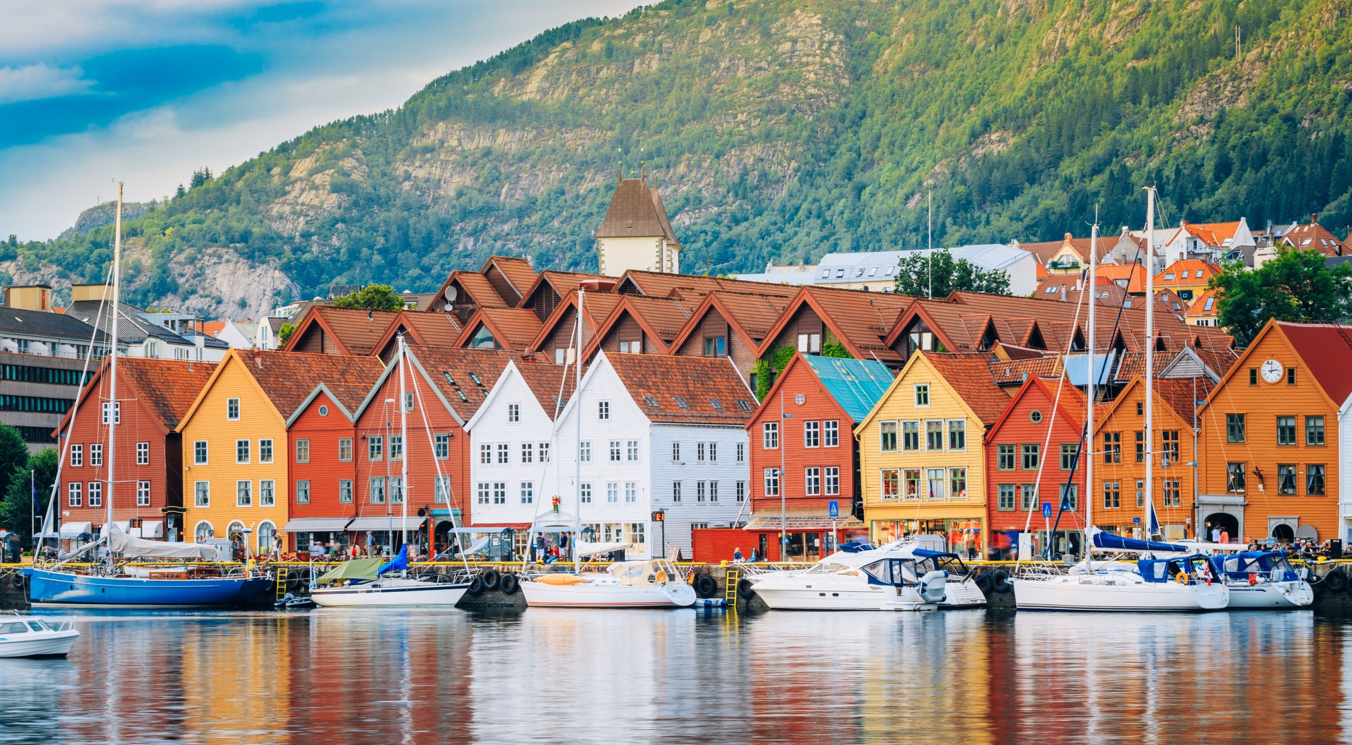 View of historical buildings, Bryggen in Bergen, Norway. UNESCO