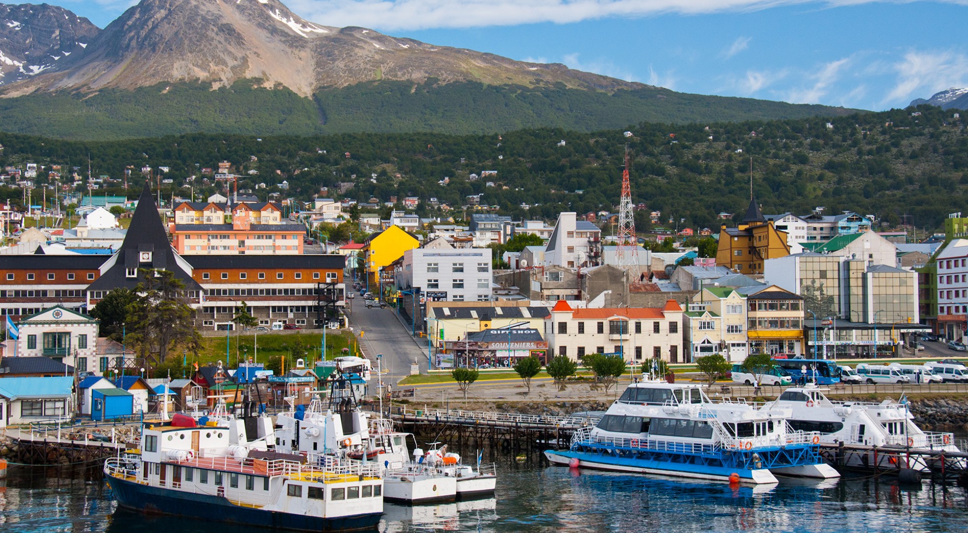 Ushuaia,Harbor,,Tierra,Del,Fuego.,Boats,Line,The,Harbor,In