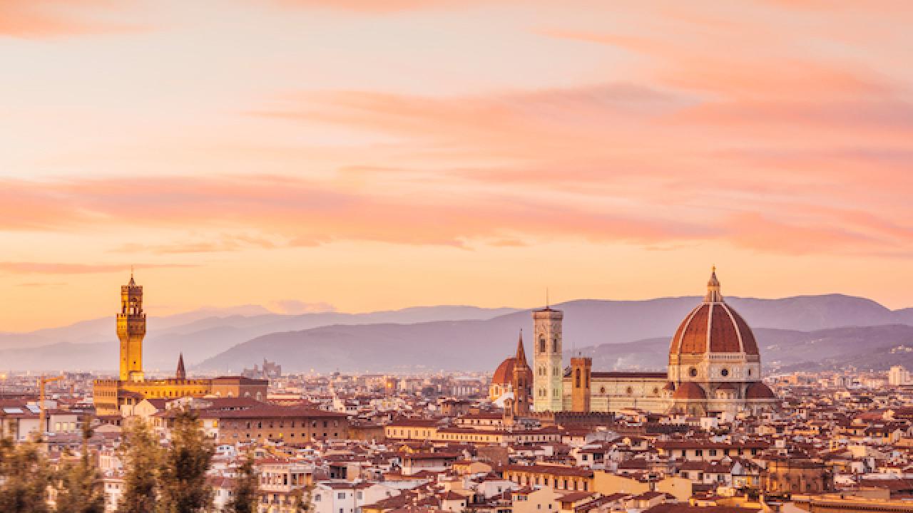 Florence's skyline at sunset