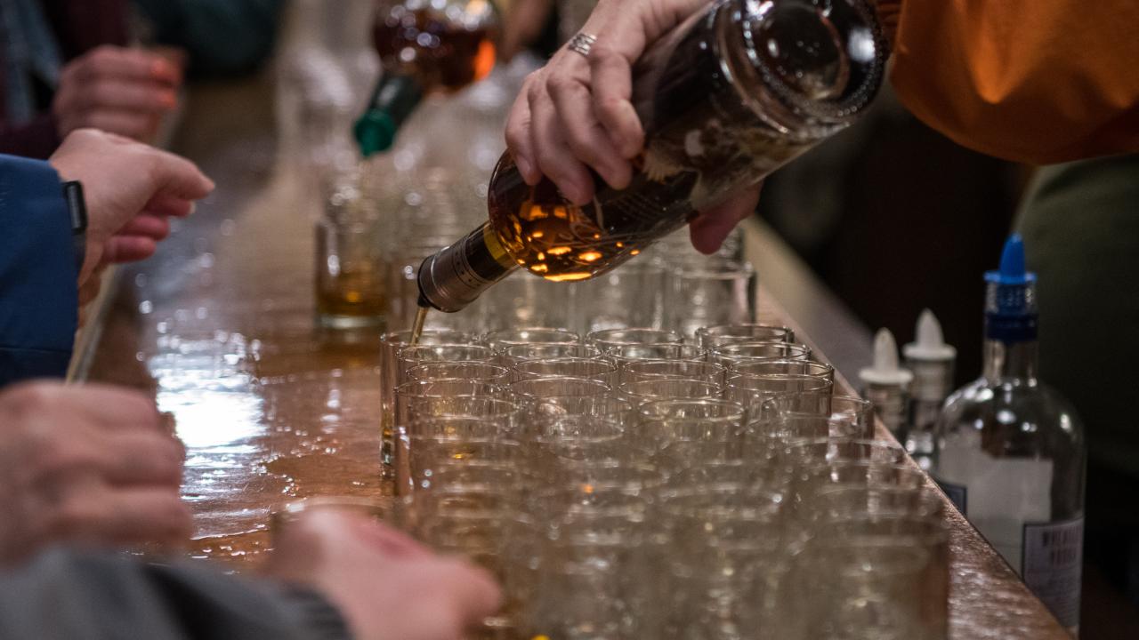 Pouring Bourbon Samples