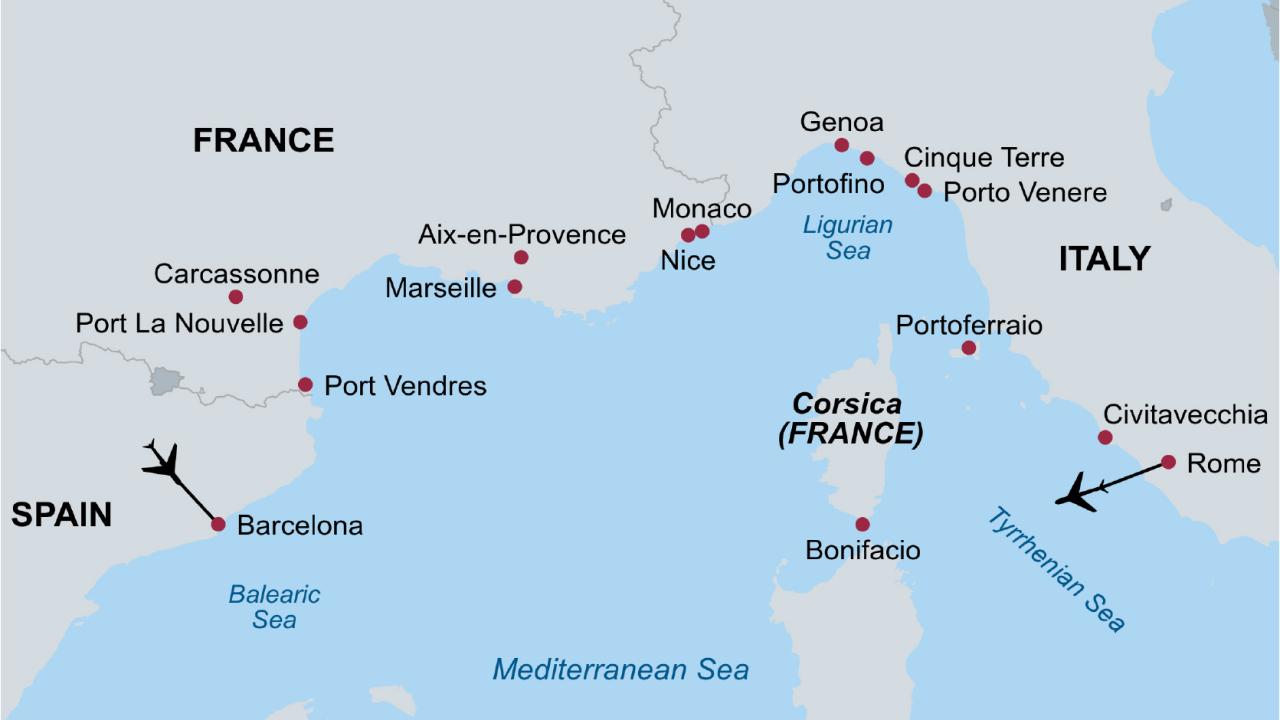 Rivieras of France & Italy 2025 Map