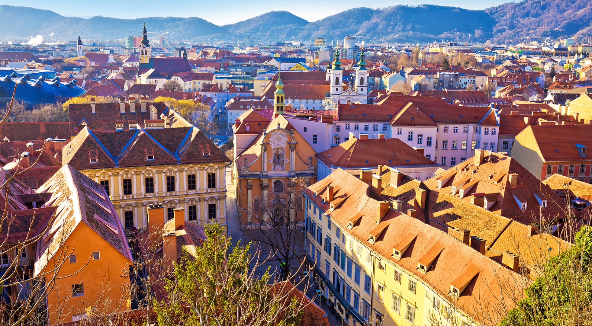 Graz,Historic,City,Center,Rooftops,View,,Styria,Region,Of,Austria