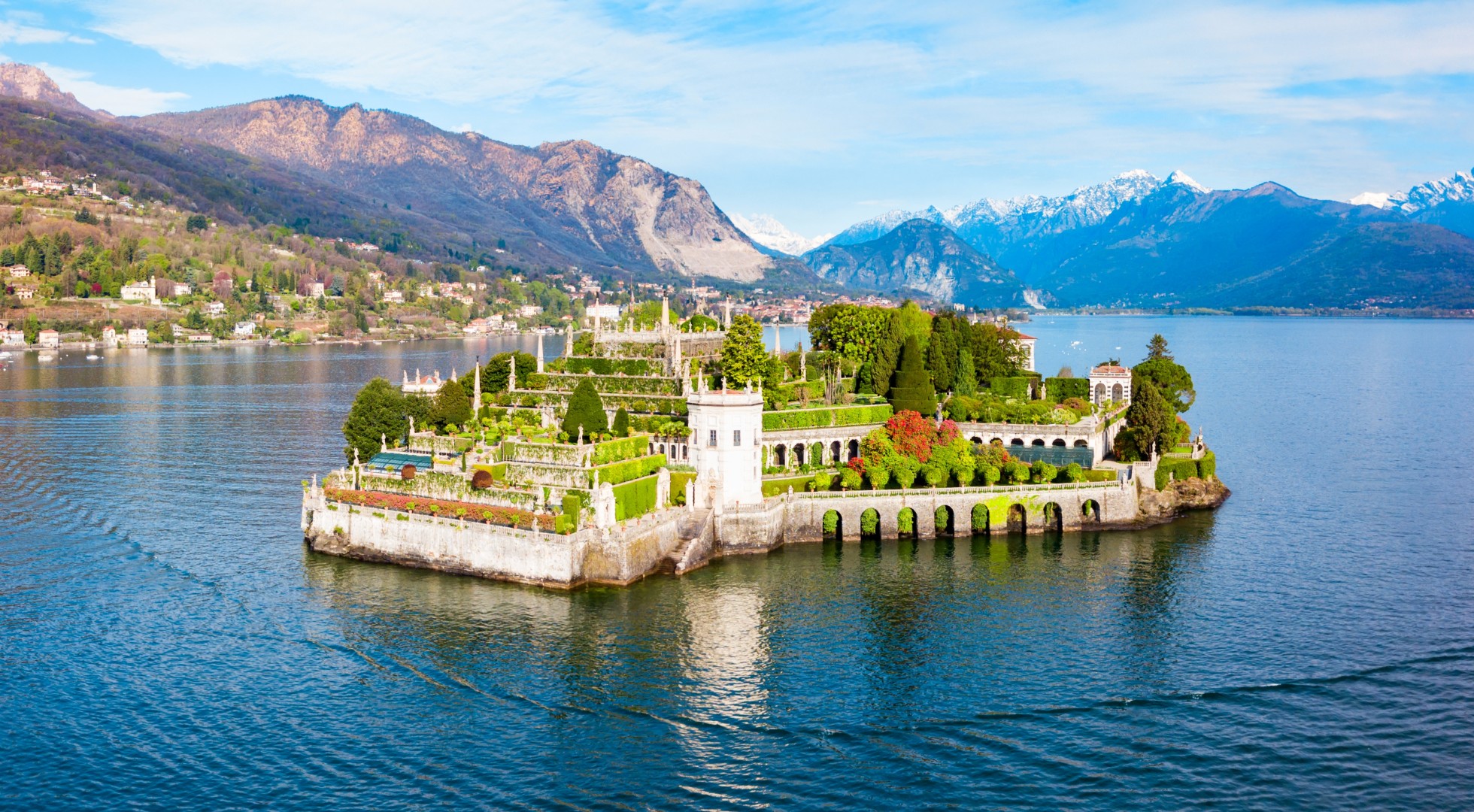 Isola,Bella,And,Stresa,Town,Aerial,Panoramic,View.,Isola,Bella