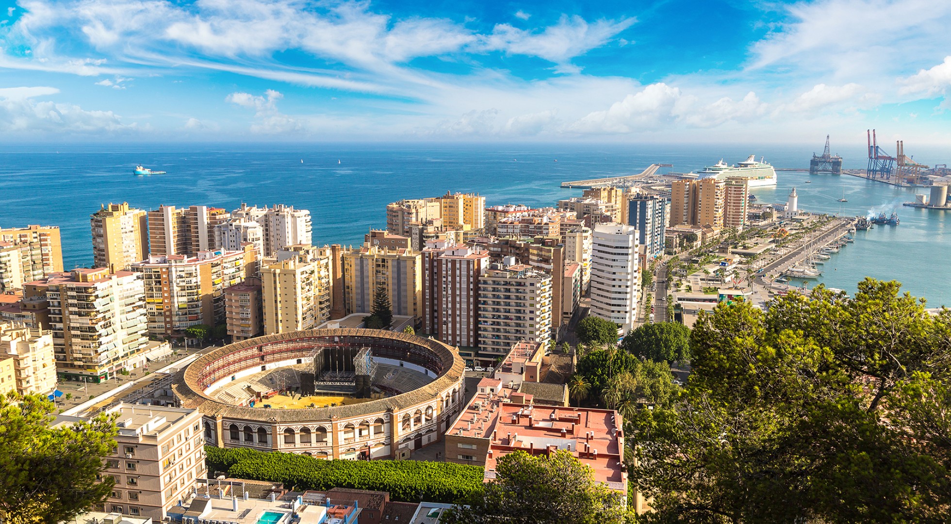 Panoramic,Aerial,View,Of,Malaga,In,A,Beautiful,Summer,Day,