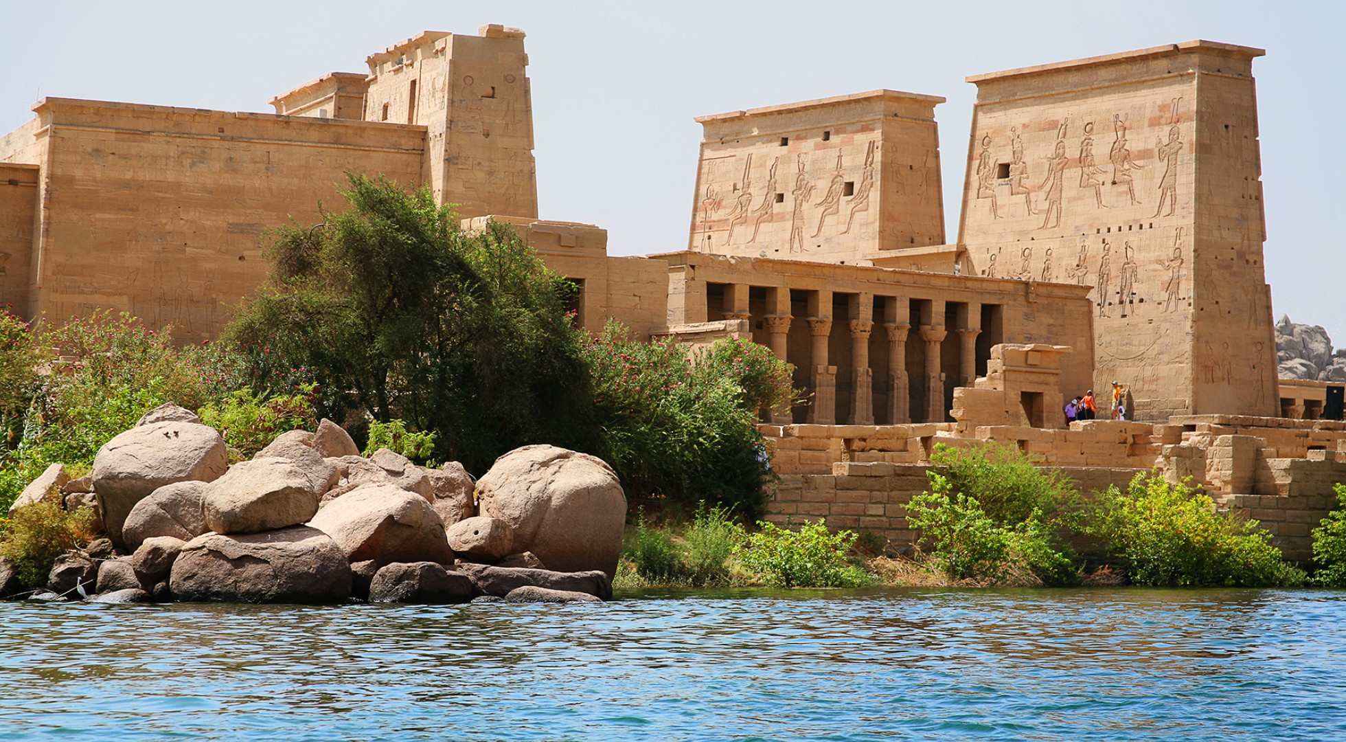 Temple,Of,Philae,At,Aswan,,Egypt,,View,From,The,Sea