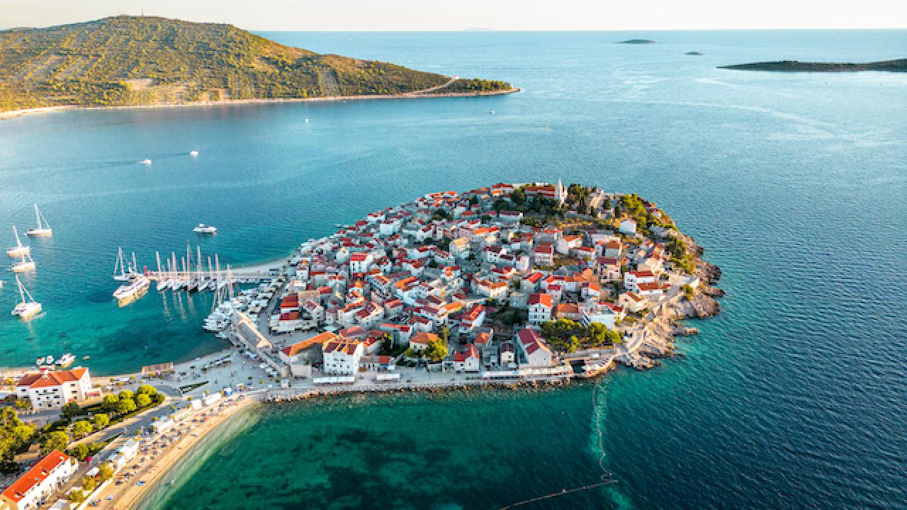 Old town of Primosten, Croatia at sunset