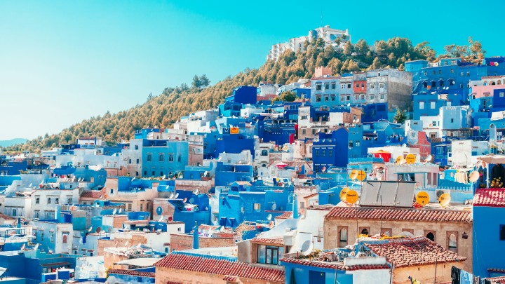 blue buildings morocco