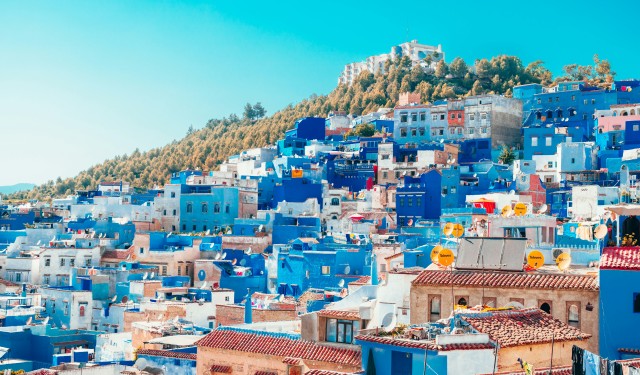 blue buildings morocco