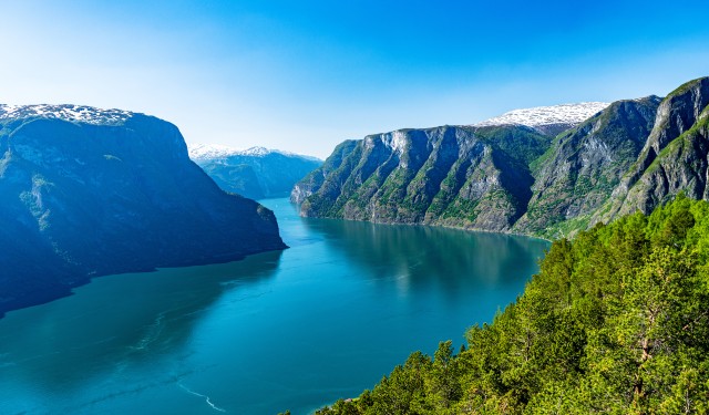 Norway,Sognefjord,At,Summer.,Sunny,Day,,Landscape,With,Mountain,,Fjord,